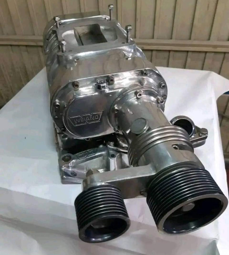 Cargue la imagen en el visor de la galería, Polished Weiand 177 Blower for SBC - Complete Set in Excellent Condition!