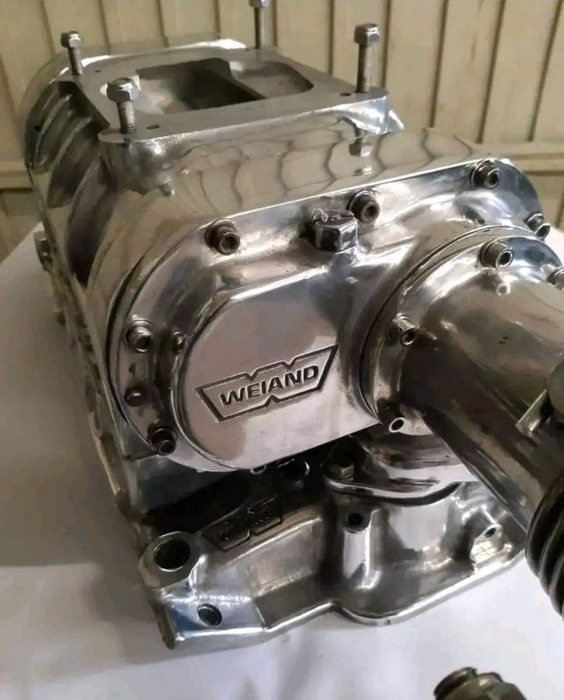 Cargue la imagen en el visor de la galería, Polished Weiand 177 Blower for SBC - Complete Set in Excellent Condition!