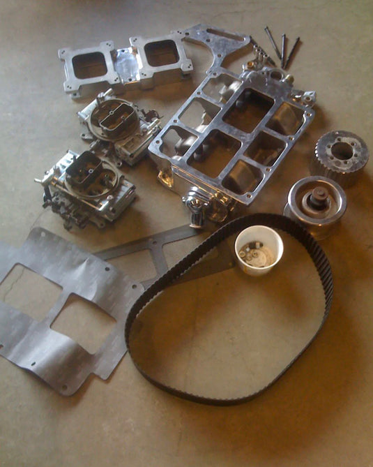 Polished Weiand 6-71 supercharger setup