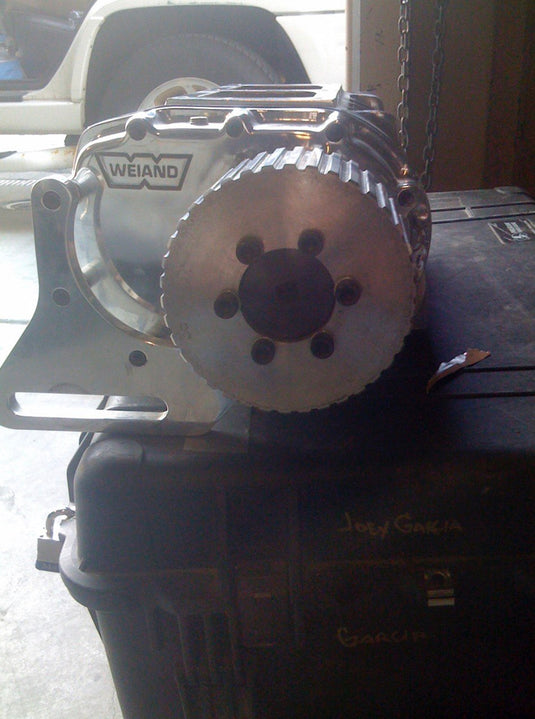Polished Weiand 6-71 supercharger setup
